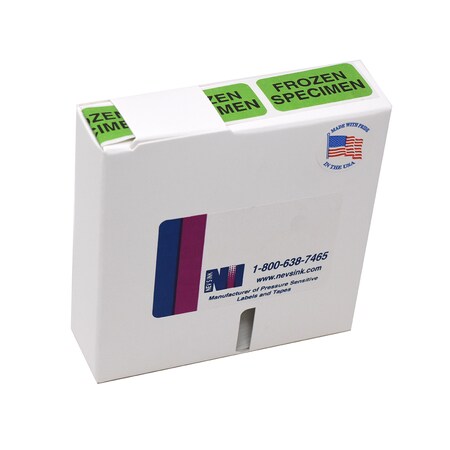 Nevs Label, FROZEN SPECIMEN 7/8" x 1-5/8" Green w/ black L-1598